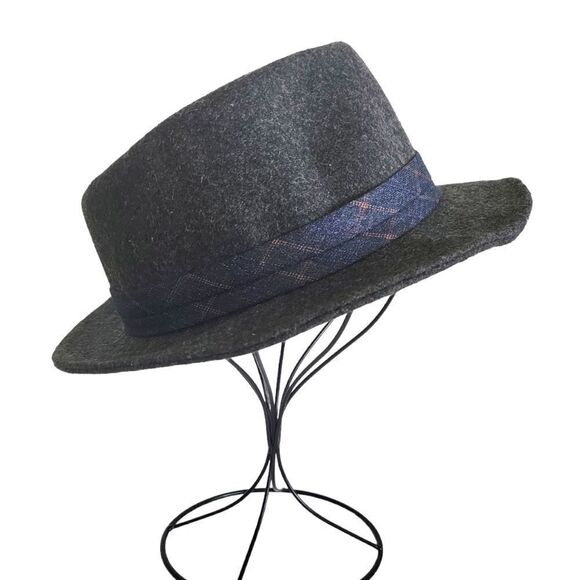Free Authority Wool Blend Fedora Mens Dark Gray Small Medium - Picture 1 of 9